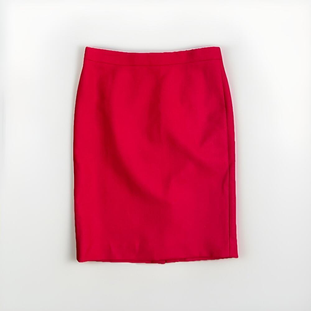 J.Crew Skirt size 6 Red 100% Wool Pencil Festive Holiday Career Party Academia